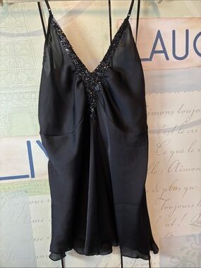 Libian Black Sequin V-Neck Camisole SZ 1X Vintage